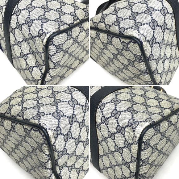 Authentic GUCCI Boston satchel bag navy grey monogram coated canvas - Picture 15 of 16